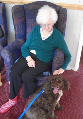 Isla the dog has been keeping Bakewell care home residents company as part of a Pets As Therapy session.